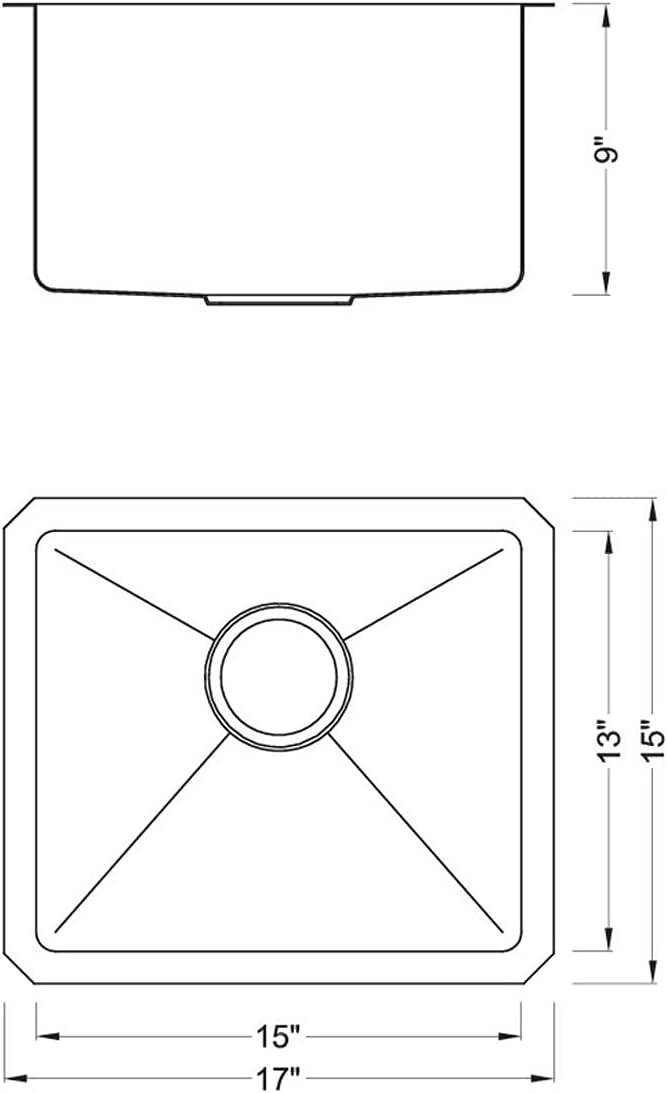 17 in. x 15 in. x 9 in. 16-Gauge Stainless Steel Undermount Single Bowl Bar Prep Kitchen Sink with Strainer