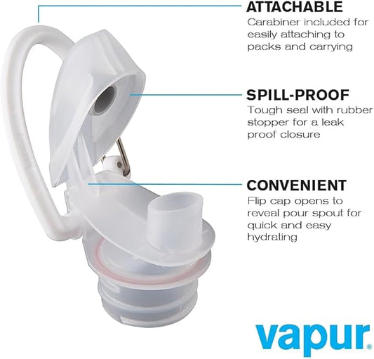 Vapur Collapsible Water Bottle With Carabiner, Compact Bottle Folds Flat For Hydration On The Go, Ideal for Traveling, Hiking or Camping, 16 Ounce, Cool Grey, Pack of 1