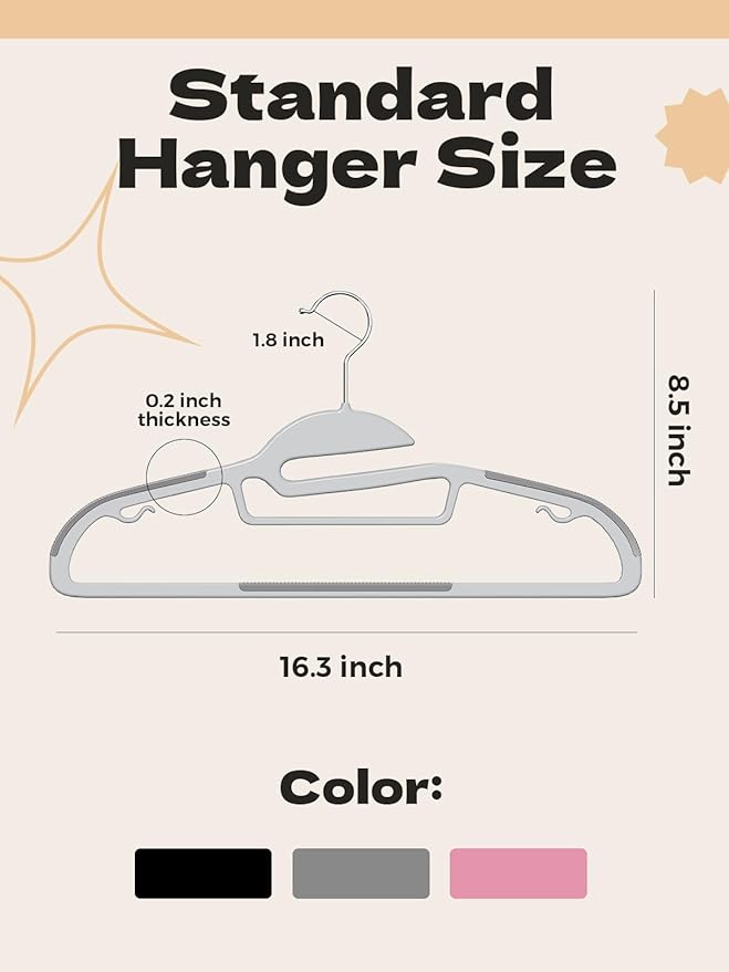HOUSE DAY Heavy Duty Plastic Hangers 100 Pack, Durable S-Shaped Non Slip Coat - Image 8