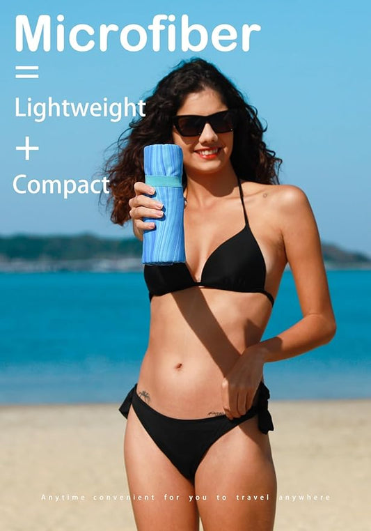 Microfiber Lightweight Beach Towel Sand Free Quick Dry Absorbent Thin Compact Towels for Swimming Pool Camping Beach Accessories Large Easy Pack Travel Things for Vacation Essentials Gift Adult