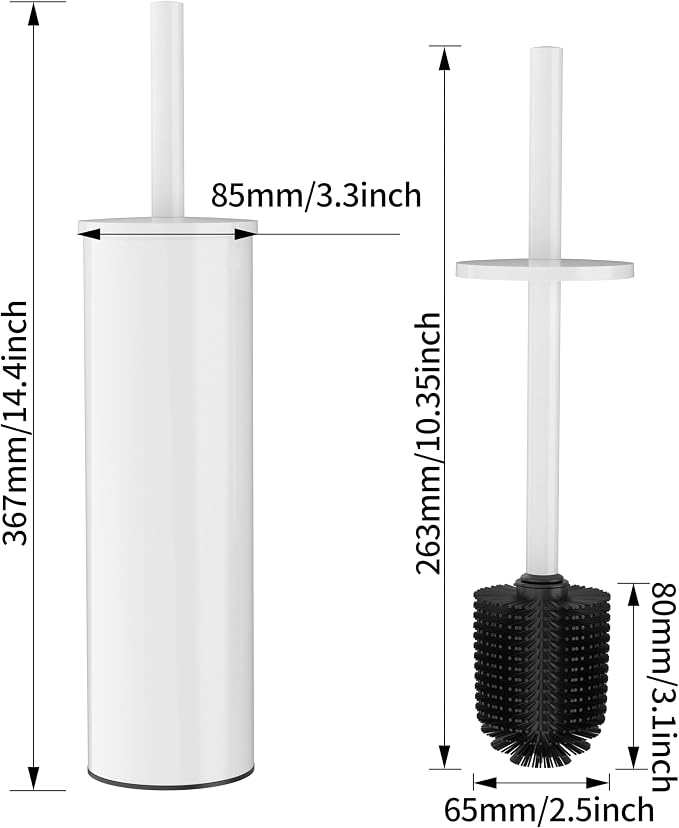 Toilet Brush and Holder Set, 2 Pack Stainless Steel Toilet Bowl Brush - Image 7