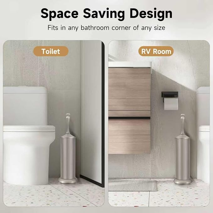 Stain Nickel Toilet Brush and Holder,Extra Long Handled Toilet Brush - Image 7