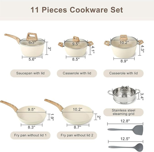 11 Pcs Pots and Pans Set, Nonstick Cookware Set - Image 2