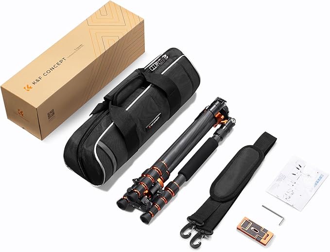 K&F Concept 68" Carbon Fiber Camera Tripod,Compact Tripods with Metal Ball Head,Quick Release Plate,Detachable Monopod 22lbs Load for DSLR Cellphone Tripods(SA255C1) D255C4+BH-28L