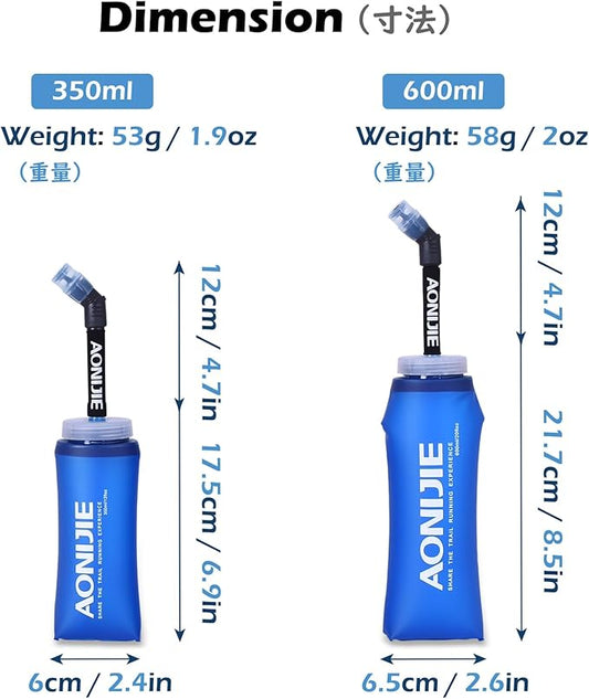 TRIWONDER TPU Soft Folding Water Bottles BPA-Free Collapsible Flask for Hydration Pack - Ideal for Running Hiking Cycling Climbing (350ml/11.83oz)