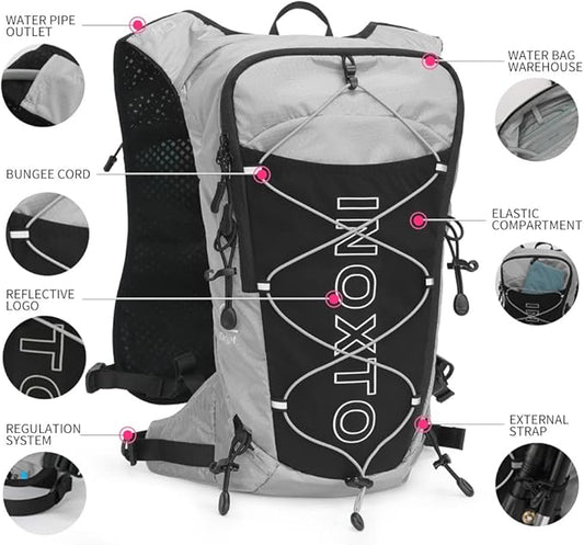 INOXTO Hydration Pack Backpack ,Water Backpack with 2L Leakproof Water Bladder, Running Hydration Vest for Man, Daypack for Cycling Motocross Climbing Trail Running