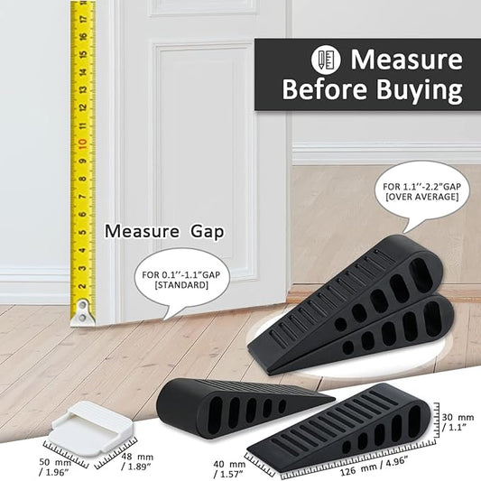 JQK Rubber Door Stopper Wedge, Black 2 Pack Soft TPR Premium Door Stops for Bottom of Heavy Duty Door on Tile, Concrete, Carpet, Wooden Floor, DSB61-BK-P2