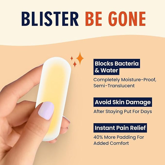 Dr. Frederick's Original Better Blister Bandages - 10 ct - Water-Resistant - 40% More Cushioning - Hydrocolloid Pads for Foot Protection & Recovery - Blister Relief Pads - Spot Pack