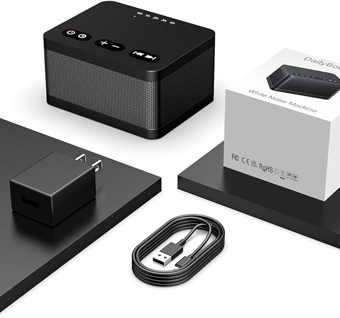 Sound Machine White Noise Machine with 30 Soothing Sounds 36 Levels Volume 5 Timers and Memory Function Effectively Blocks Noise Ideal Sleep Machine for Baby Kids Adults… (Black)