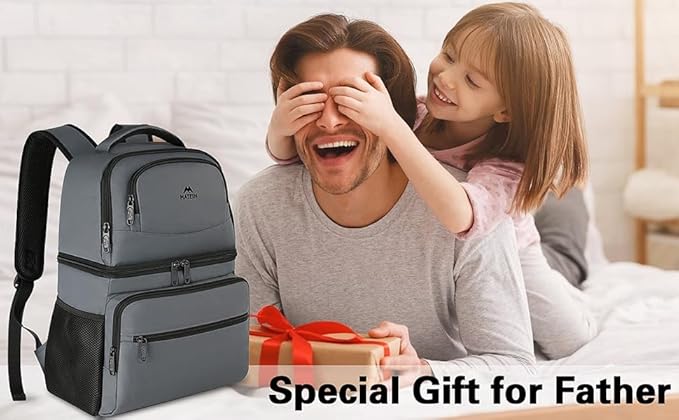 MATEIN Cooler Backpack, 26 Cans Insulated Lunch Backpack for Men Women, Leakproof Double Layer Lunch Cooler Bag Lightweight Soft Lunch Backpack with Cooler Compartment, Beach Camping Hiking Beer Gifts