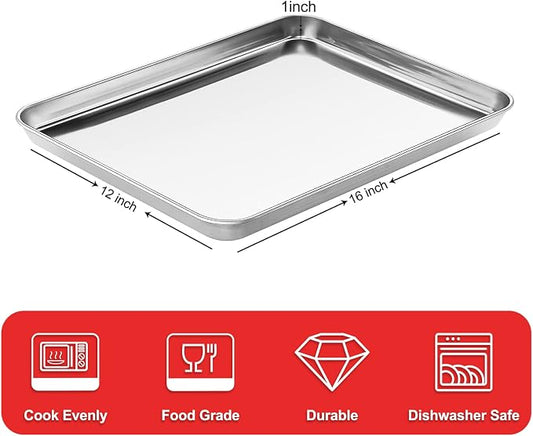 Stainless Steel Baking Sheet Cookie Tray, Cookie Sheet - Image 2