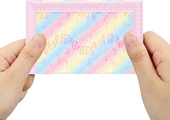 NEICY RFID Blocking Canvas Wallet for Men and Women - Camo Trifold Outdoor Sports Wallets with Magic Sticker for Teen Kids (Rainbow5)