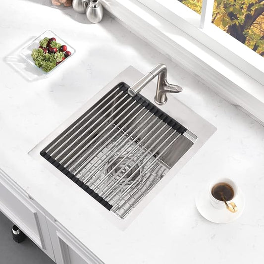 15 Inch Drop In Bar Sink Workstation-Bokaiya 15x20 Small Kitchen Outdoor Rv Sink Stainless Steel 16 Gauge Wet Bar Drop In Single Bowl Island Sinks with Cutting Board