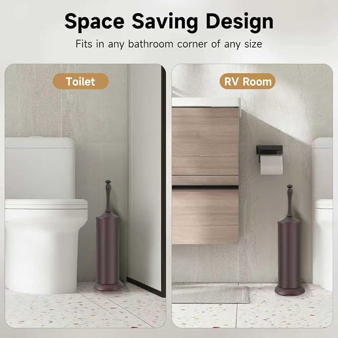 Bronze Toilet Brush and Holder,Extra Long Handled Toilet Brush - Image 7