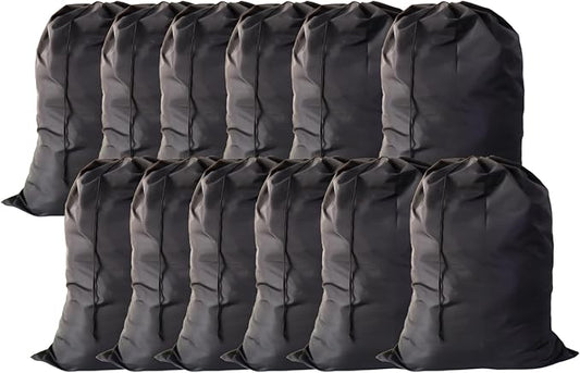 Extra Large Laundry Bag 12 Pack, Travel Laundry Bags with Drawstring Closure, 30"x40", for college, dorm and apartment dwellers (12PCS Black)