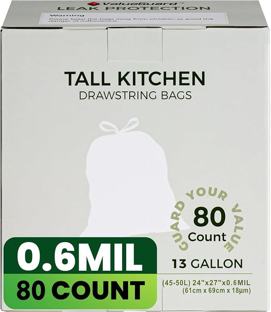 Large Trash Bag 13 Gallon Tall Drawstring 100% Post-Consumer Recycled Garbage - Image 2