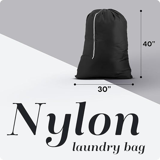 Handy Laundry Nylon XL - Large Capacity with Locking Drawstring, Machine Washable, Fits Laundry Baskets or Hampers, Holds 3 Loads of Clothes - Black (Pack of 2)