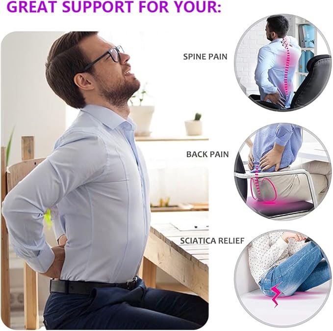 Gel Seat Cushion, Office Seat Cushion Chair Pads for Office Home Car Wheelchair Long Trips - Extra Thick Gel Cushion for Pressure Sores, Tailbone, Back, Sciatica Pain Relief (Extra Thick, Violet)