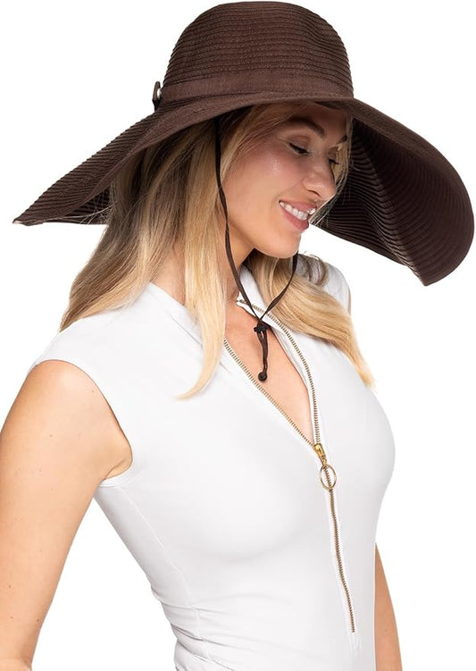 Women's Wide Brim Poolside Hat - UPF 50 Sun Protection - Elegant and Packable - Shelby (One Size)