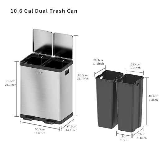 Kitchen Trash Can, 2 x 5.3 Gallon Garbage Can - Image 6