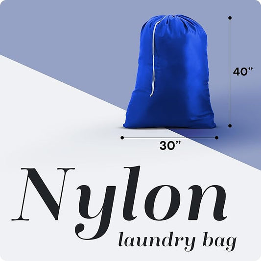 Handy Laundry Nylon XL - Large Capacity with Locking Drawstring, Machine Washable, Fits Laundry Baskets or Hampers, Holds 3 Loads of Clothes - Royal Blue (Pack of 2)