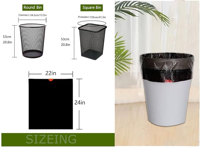 Feisco 8 Gallon Black Trash Bag, 30L Drawstring Garbage Bag Trash Can Liner - Image 7