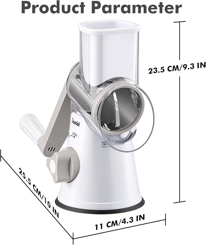 Geedel Rotary Cheese Grater, Kitchen Mandoline Vegetable Slicer - Image 9