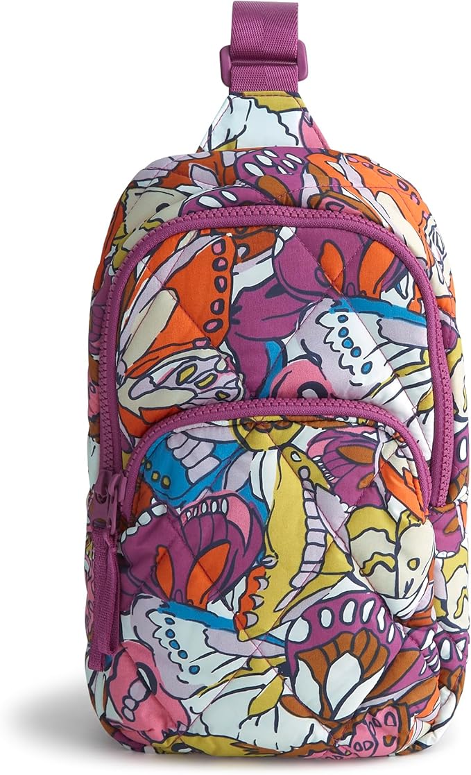 Vera Bradley Women's Lorman Sling Backpack-Featherweight Bag, Flutter, One Size