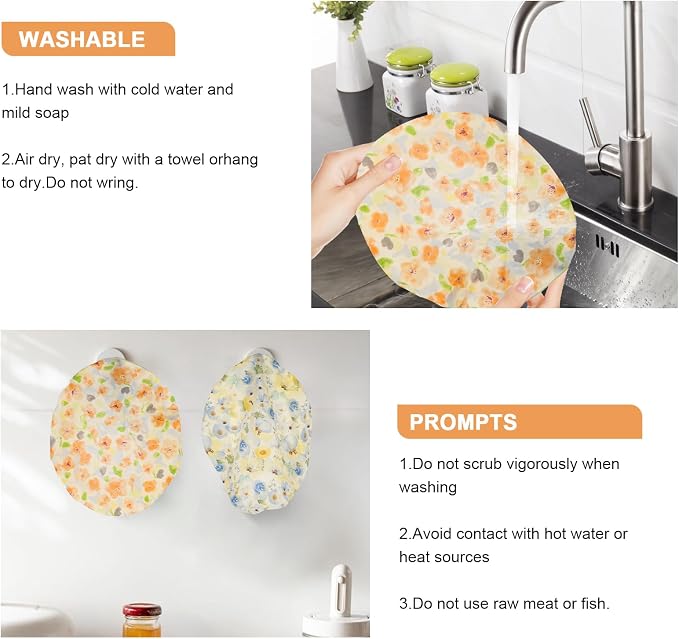 Reusable Bowl Covers for Bread Proofing(2 Large)- Cotton Beeswax Bowl Covers - Image 7