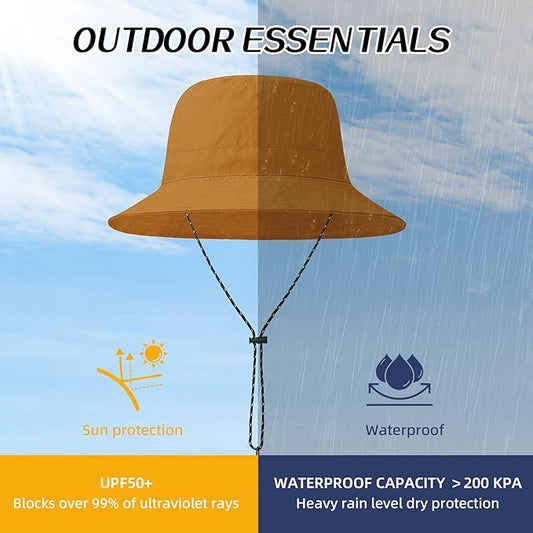 Durio Waterproof Bucket Hats for Woman UPF 50+ Sun Hat UV Protection Packable Rain Hats for Women Lightweight Hiking Hat