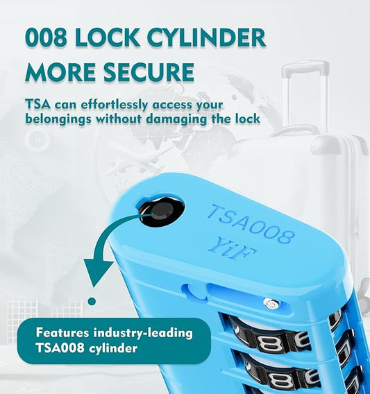 ANVIL 4 Digit Luggage Locks, TSA Locks for Luggage, Advanced TSA008 core, Alert Indicator for Your Travel Lock, Suitcase Lock. (4, Blue)
