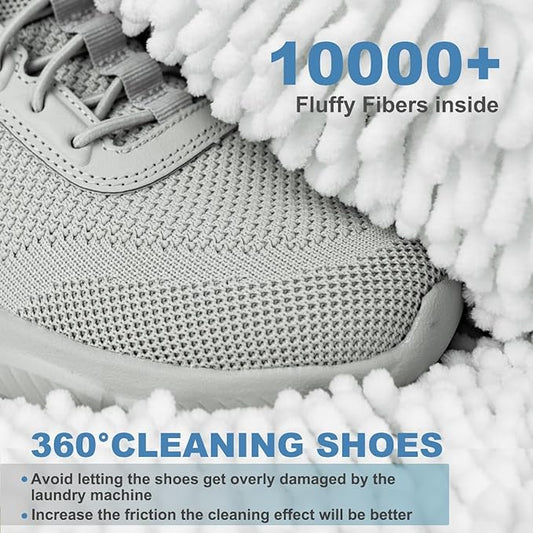 Shoe Washing Machine Bag – 360° Deep Clean Sneaker Laundry Bag with Cleaning Fibers and Zipper, Reusable Shoe Bag for Washing Machine, 2 Pack