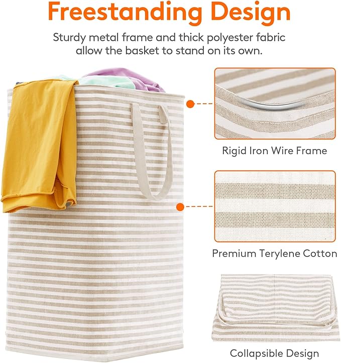 Lifewit 3 Pack Laundry Hamper Large Collapsible Laundry Baskets, Freestanding Waterproof Clothes Hamper with Easy Carry Handles in Laundry Room Bedroom Bathroom College Dorm for Adults, Black, 3 x 80L