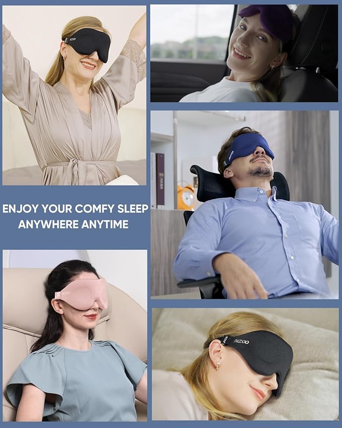 MZOO Sleep Eye Mask for Side Sleeper Men Women, Zero Eye Pressure 3D Sleeping Mask, Light Blocking Patented Design Night Blindfold, Soft Eye Shade Cover for Travel, Pink
