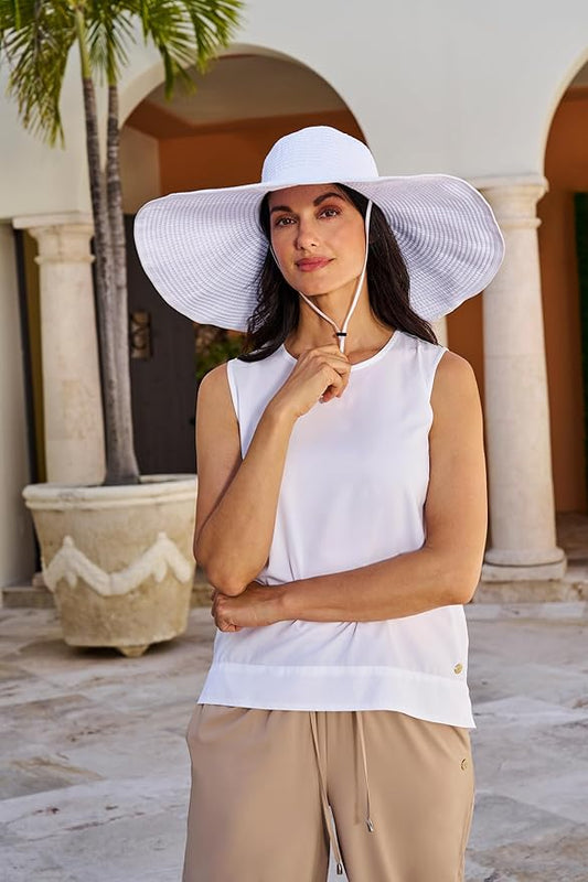Women's Wide Brim Poolside Hat - UPF 50 Sun Protection - Elegant and Packable - Shelby (One Size)