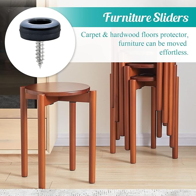 24pcs 3/4" Screw on Furniture Sliders, Teflon Chair Leg Slides, Round Furniture - Image 7
