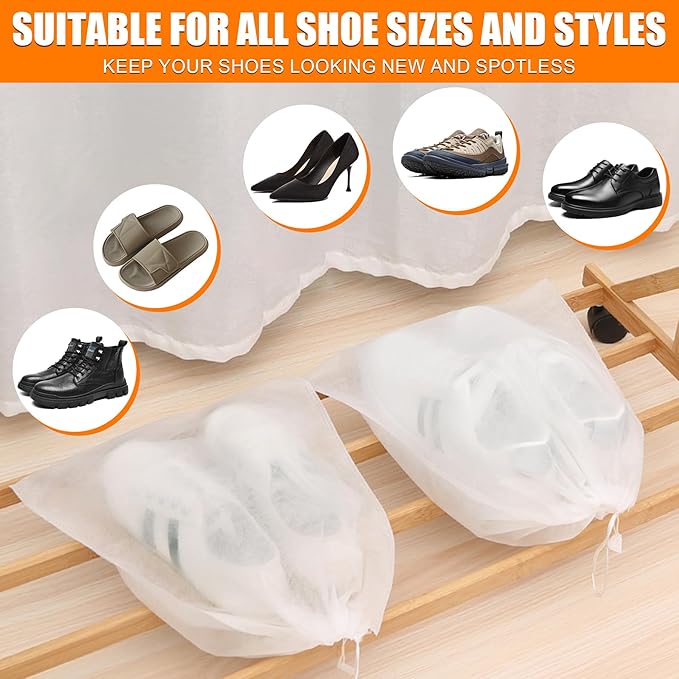 XXL Shoe Washing Machine Bag - 2-Pack Reusable Shoe Cleaning Bags, 360° Deep Clean for Sneakers, Tennis Shoes, and Slippers, Includes 2 Shoe Storage Dust Bags (Orange)