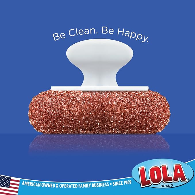 LOLA Copper Mesh Scouring Pad w/Comfort Knob, Heavy Duty Cleaning Pads - Image 5
