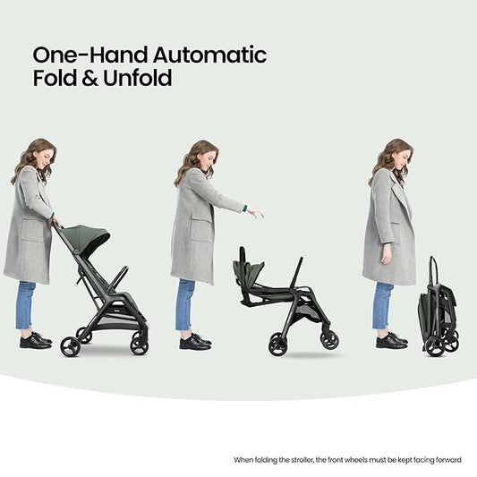 MAMA & BABY Packa Compact Travel Stroller – Lightweight, One-Hand Auto Folding, Portable & Lie-Flat Baby Stroller, Newborns and Toddlers Stroller with UPF 50+ Canopy & Mesh Ventilation