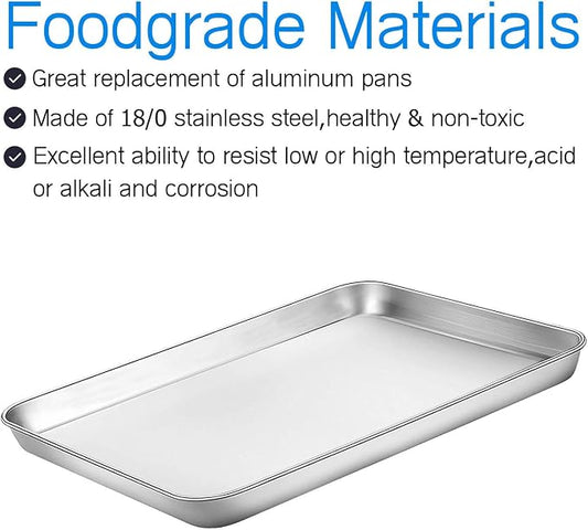 Cookie Sheet Baking Sheet Set of 3, Bastwe Commercial Grade Stainless Steel - Image 2
