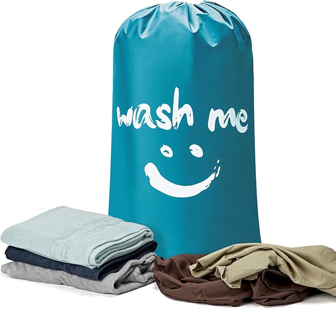 HOMEST 2 Pack XL Wash Me Travel Laundry Bag, Dirty Clothes Organizer, Large Enough to Hold 4 Loads of Laundry, Easy Fit a Laundry Hamper or Basket