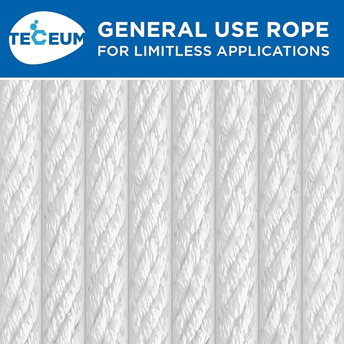 TECEUM Cotton Rope 3/16” – 100 FT – Strong All-Purpose Braided Rope – Natural - Image 9