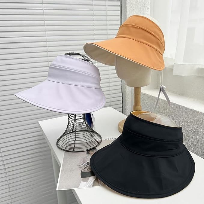Sun Hats for Womens Wide Brim UV Protection Fishing Hats Packable Reversible Hollow Top Hat with Ponytail Beach Travel Hats