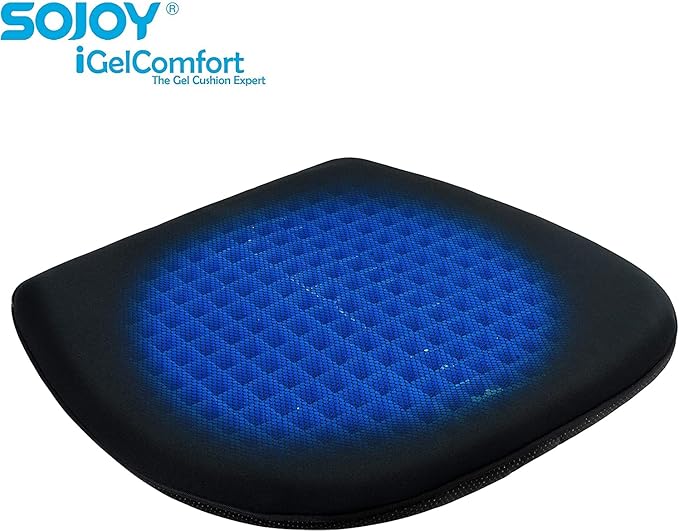 Sojoy Coccyx Gel Seat Cushion- Orthopedic Memory Foam Chair Cushions for Home Kitchen Office Desk Car Truck Airplane (Black)