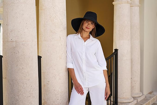 Coolibar UPF 50+ Women's Brittany Beach Hat - Sun Protective Black