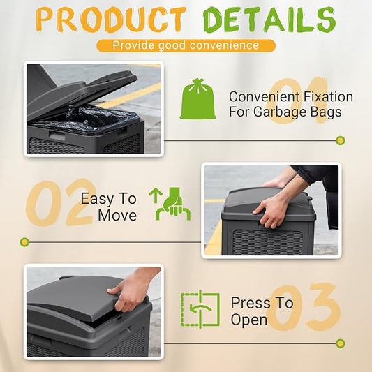 YESHOMY 4 Pack Outdoor Trash Can - Image 2