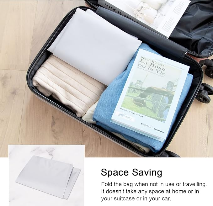 Polecasa Small Heavy Duty Laundry Bag with drawstring closure and Reinforced Handles, Easy to Carry Dirty Clothes Drawstring Bag for Travel, Camp 2 Pack 21”x24”, Silver