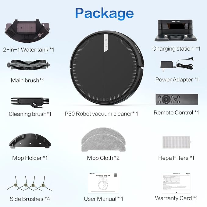 AIRROBO Robot Vacuum and Mop, 3000Pa Strong Suction Power Vacuum Mop Robot - Image 8
