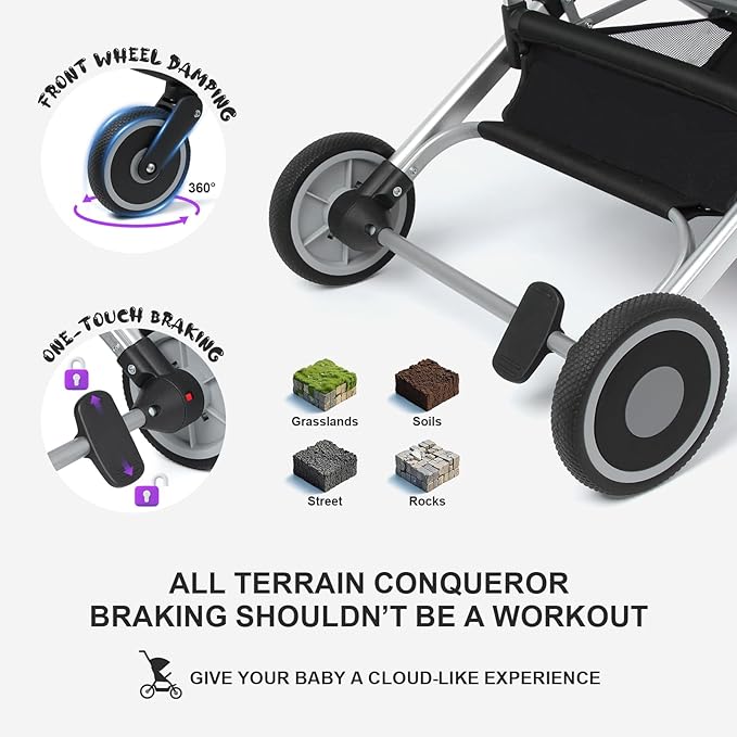 Travel Stroller for Airplane Ultra Compact Umbrella Stroller One-Handed Folding Design Overhead Friendly Lightweight Aluminum Alloy Frame