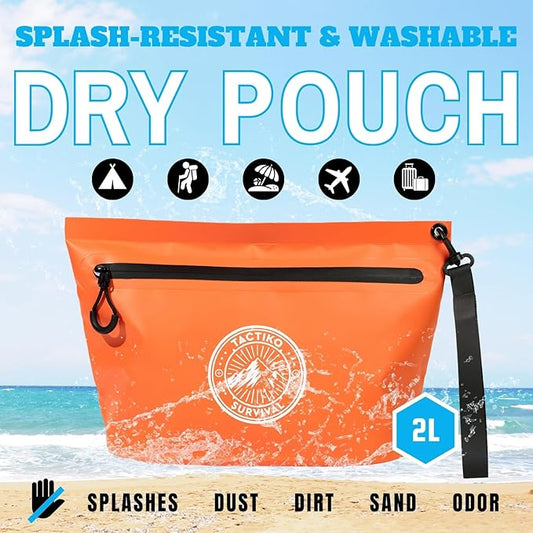 Tactiko Heavy-Duty Splash Water Resistant Zipper Pouches - 3L Hold-All Organizers for Dry Bags, Travel Bags (Orange)